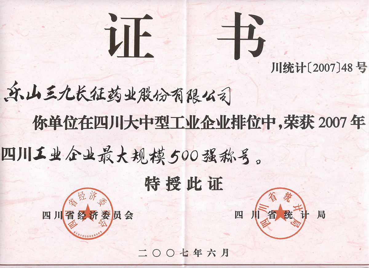 長藥公司——省工業(yè)500強(qiáng)